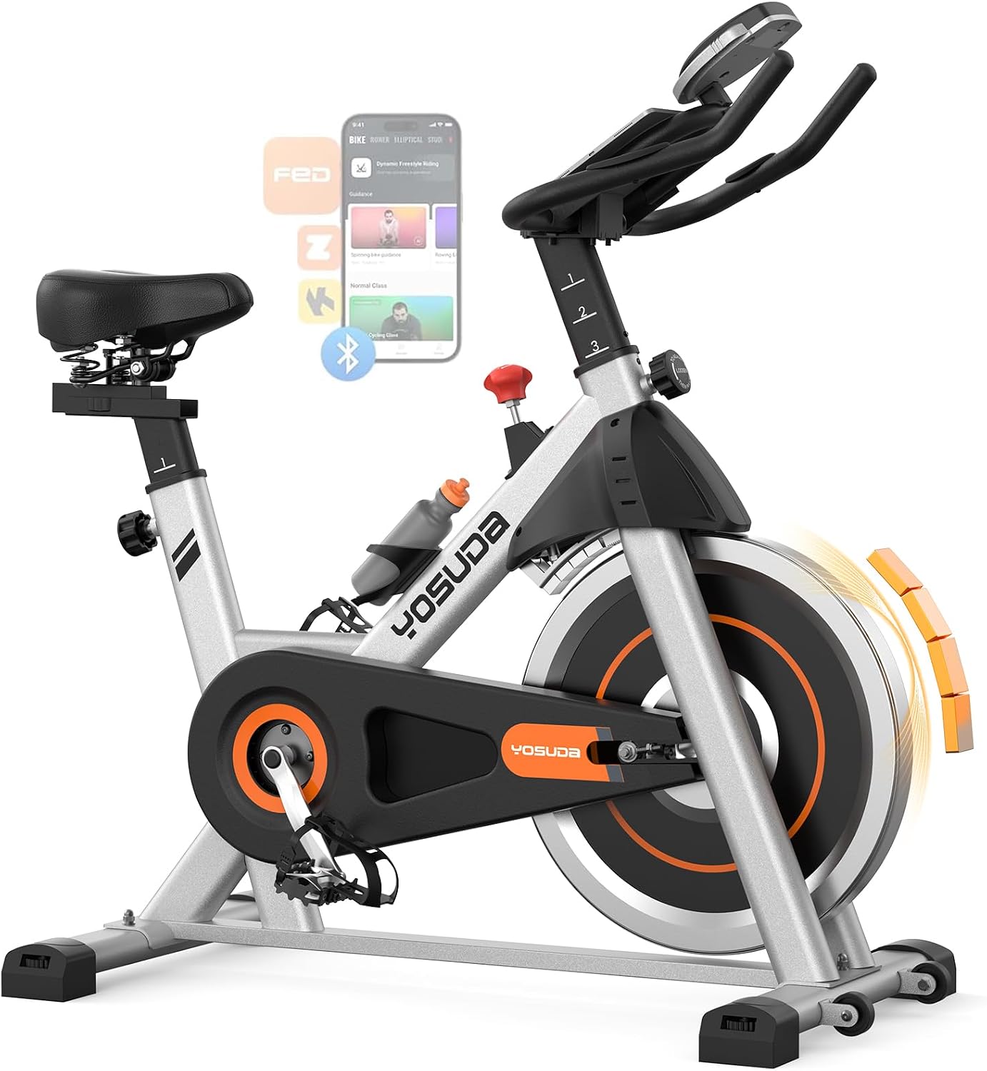 YOSUDA Cyclette da Casa con Resistenza Magnetica Regolabile 0-100%, Bicicletta per Allenamento Silenziosa con APP, Schermo LCD, Supporto Tablet, Capienza Massima 136 kg