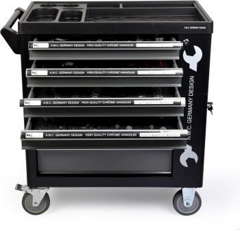 A.M.C. AMC Carrello porta attrezzi completo di utensili con ruote e struttura rinforzata 6 cassetti per individuare gli attrezzi velocemente oltre 500 pezzi di utensili,strumenti e minuteria inclusi