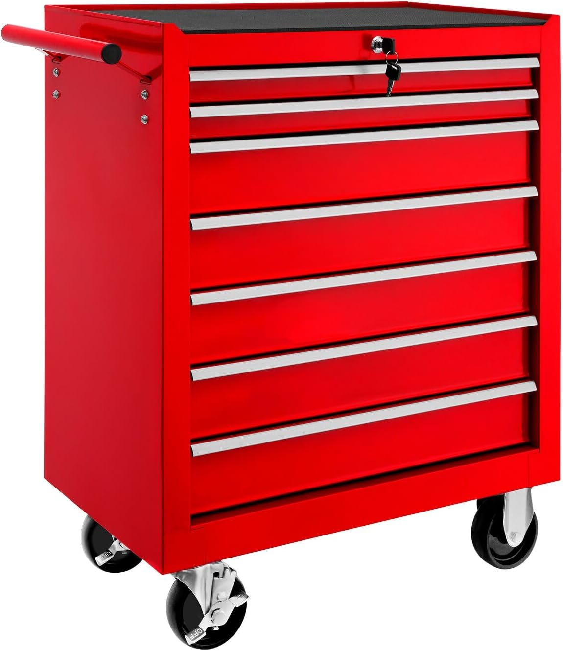 tectake® Carrello Portautensili, Carrello, Porta Attrezzi Officina con Ruote, 7 Cassetti, Carrello Porta Attrezzi, Attrezzatura Officina, Attrezzi da Lavoro - Rosso