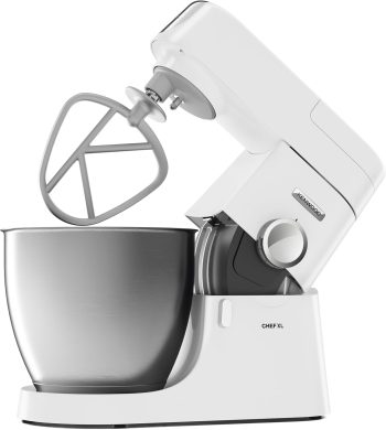 Kenwood Chef XL Impastatrice Planetaria KVL4100W, 3 Ganci e Fruste per Impastare, Montare e Miscelare, Ciotola da 6.7 L, Lavabile in Lavastoviglie, Motore da 1200W, Bianco