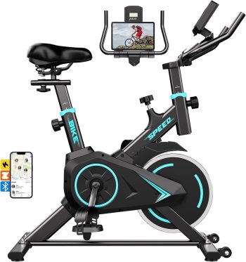 Cyclette da Casa con App, Ciclette Resistenza 0-100% Regolabile, Bicicletta da Appartamento Silenziosa, Design Ergonomico, Capacità 120 kg