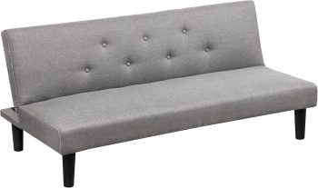 Baroni Home Divano Letto in Tessuto 3 Posti Trasformabile in Letto Imbottito, Divano Reclinabile con Gambe in Plastica da Salotto, Camera degli Ospiti, Apertura 93 cm, 167x70x77 cm, Grigio