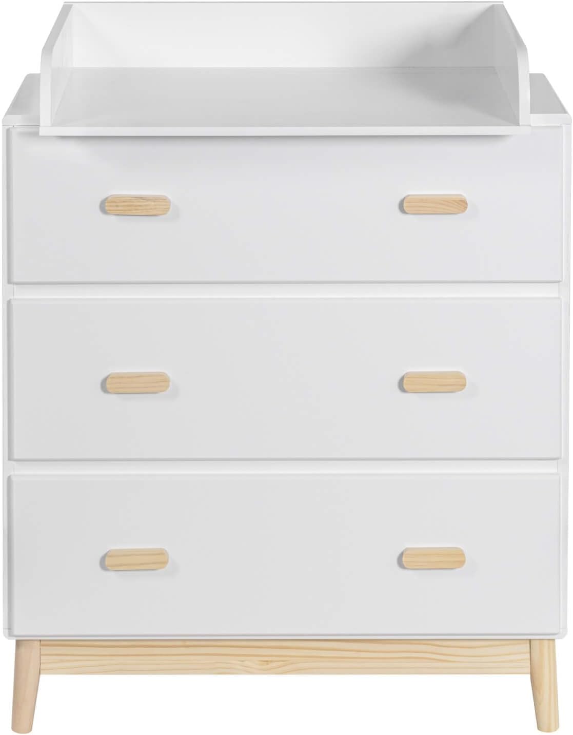 Rebecca Mobili Fasciatoio con Cassetti, Mobile con Fasciatoio, Bianco Marrone, MDF Pino, Compatto, con 3 Cassetti - Misure HxLxP: 100 x 80 x 42 cm - Art. RE6983