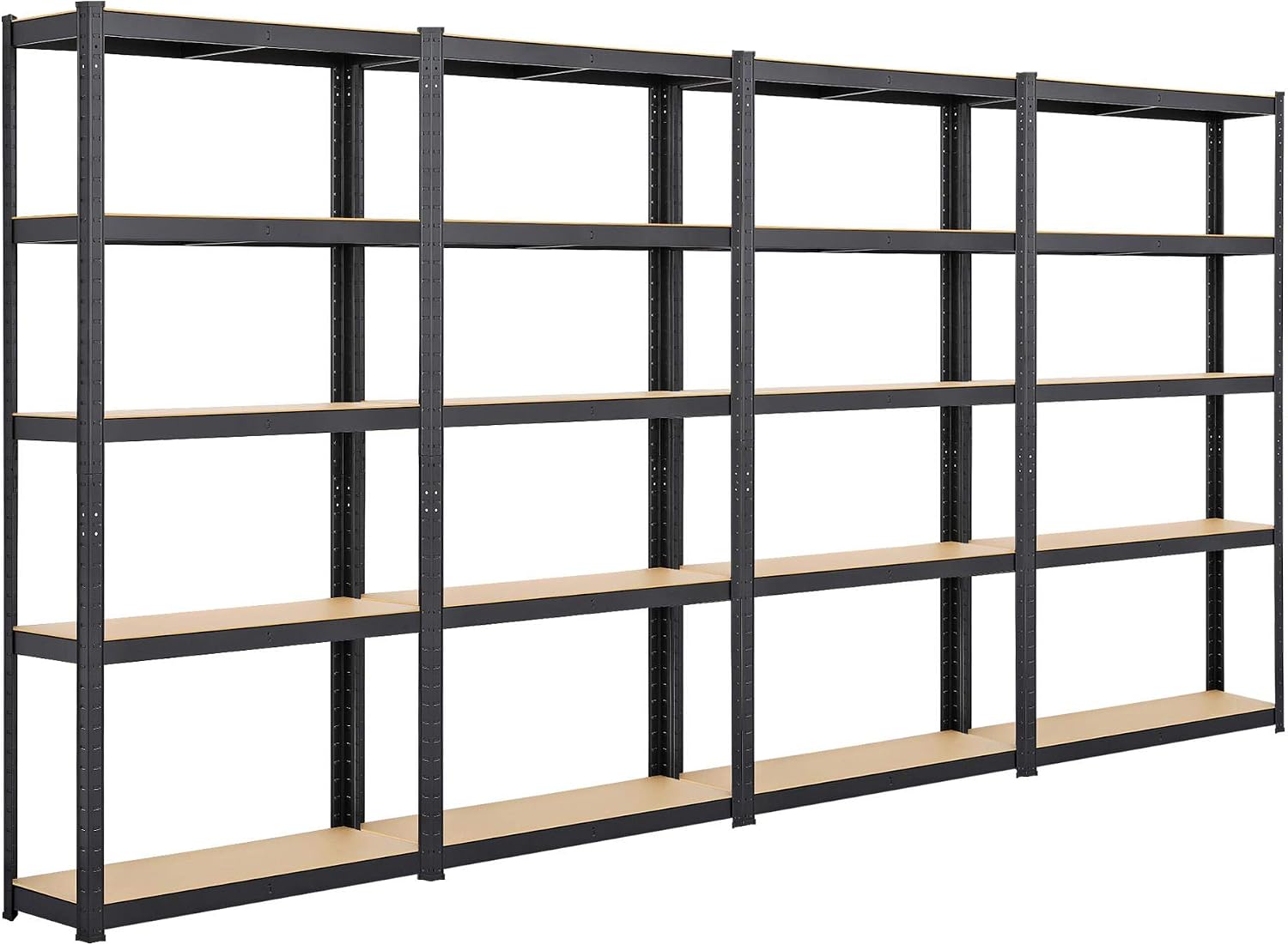 Yaheetech Scaffali/Scaffalatture Metalliche da Garage a 5 Ripiani in Acciaio Portata 175 kg per Ripiano Mensole da Cucina Magazzino Negozio Salvaspazio 360x180x30cm/Nero