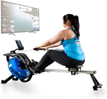 Bluefin Fitness Blade Aqua W-1 - Vogatore pieghevole per resistenza all'acqua, vogatore Blade Aqua M-1, console fitness digitale LCD, integrazione app, allenamento in palestra a casa, perdere peso e