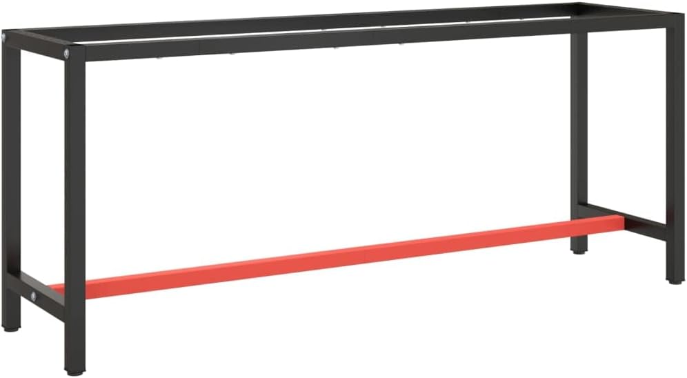 vidaXL Telaio Banco da Lavoro Nero e Rosso Opaco 190x50x79 cm Metallo