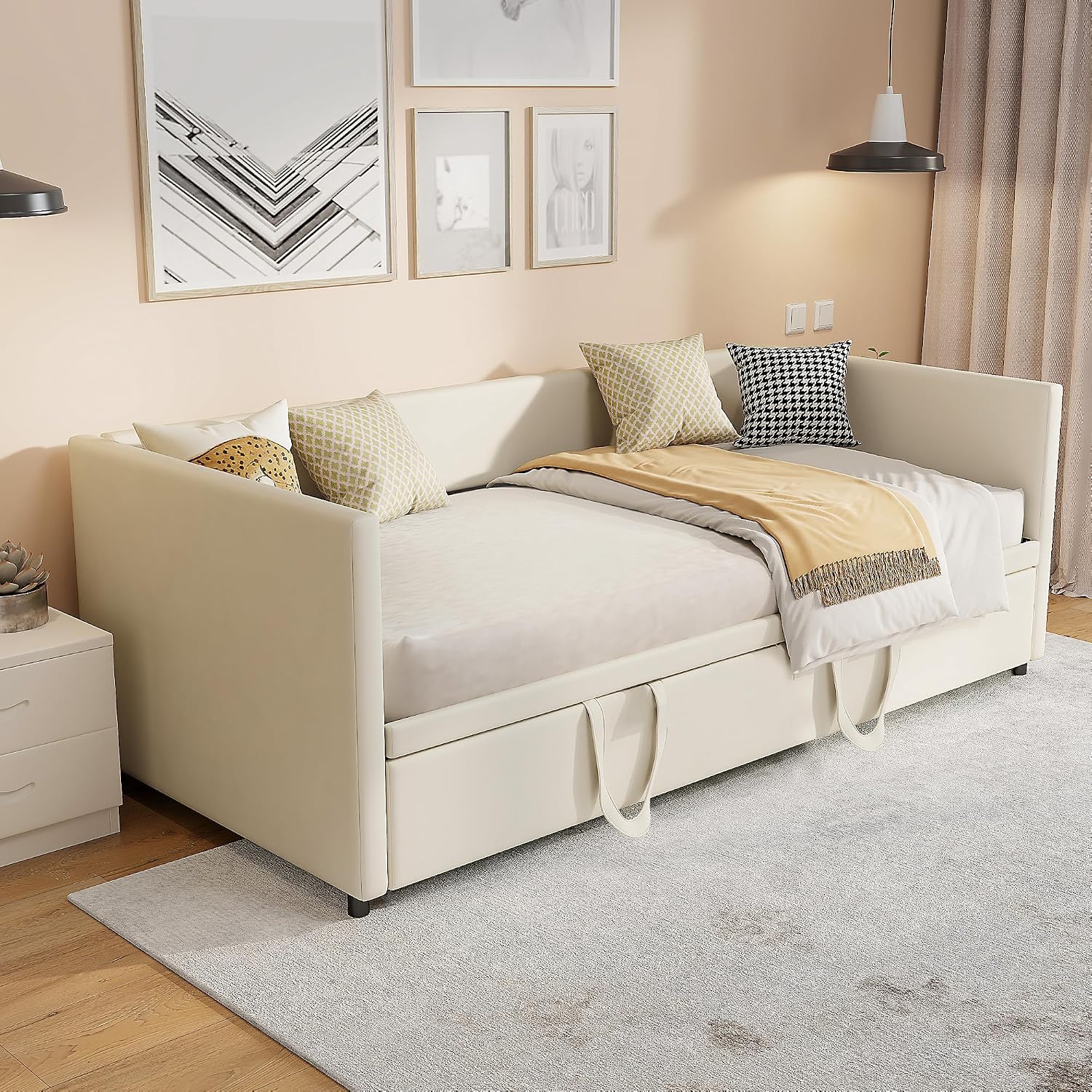 Divano letto 200 cm di larghezza, divano letto allungabile, letto a scomparsa con divano, Murphy Bed 90/180 x 200 cm, letto imbottito allungabile con rete a doghe, letto matrimoniale, tessuto