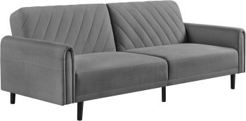 Yaheetech Divano letto largo 200 cm, divano 2/3 posti con funzione sonno, divano letto con 3 angoli regolabili, ideale per soggiorno, grigio scuro