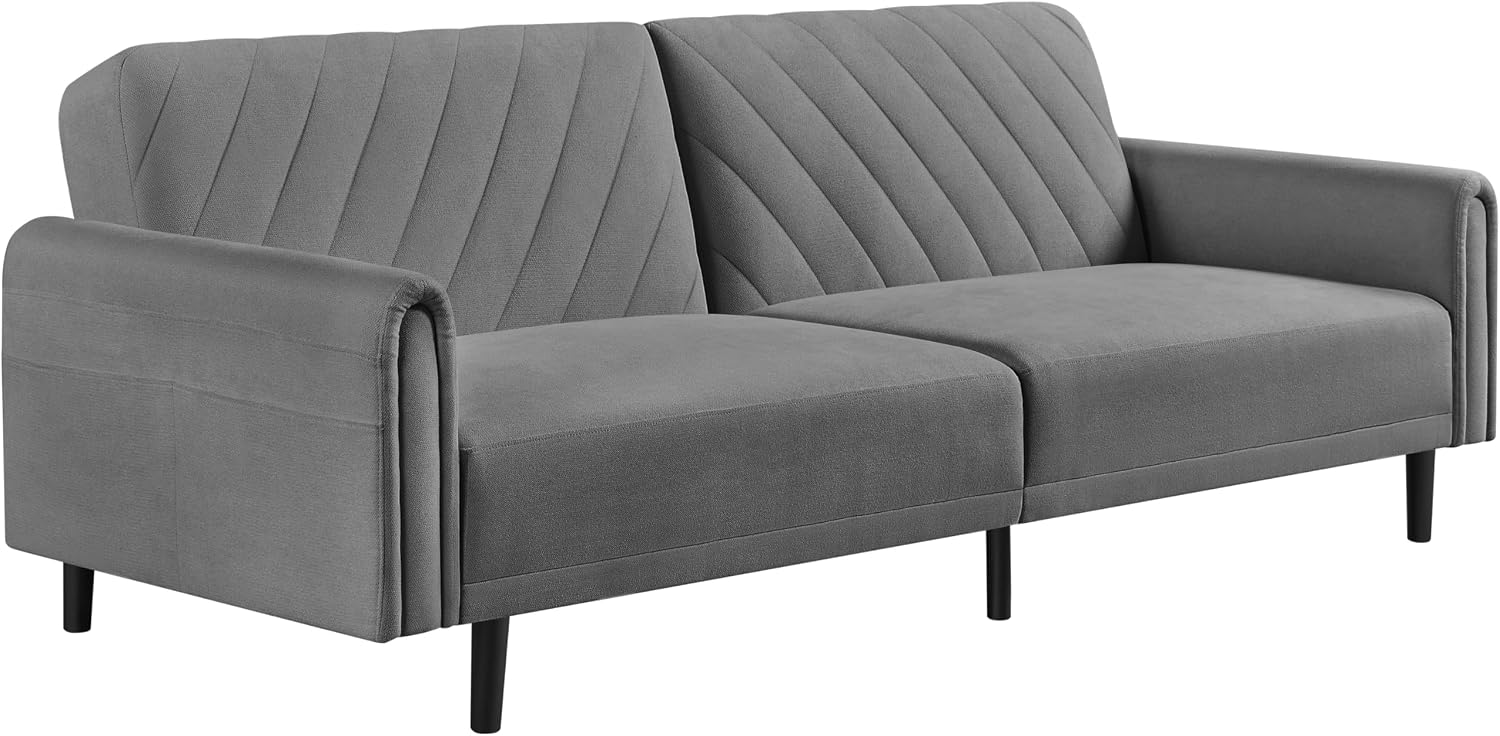 Yaheetech Divano letto largo 200 cm, divano 2/3 posti con funzione sonno, divano letto con 3 angoli regolabili, ideale per soggiorno, grigio scuro