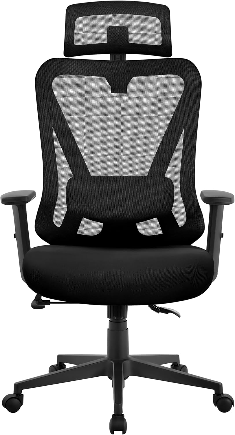 Yaheetech Poltrona/Sedia Ufficio Bloccabile Ergonomica Lombare Ruote Nera