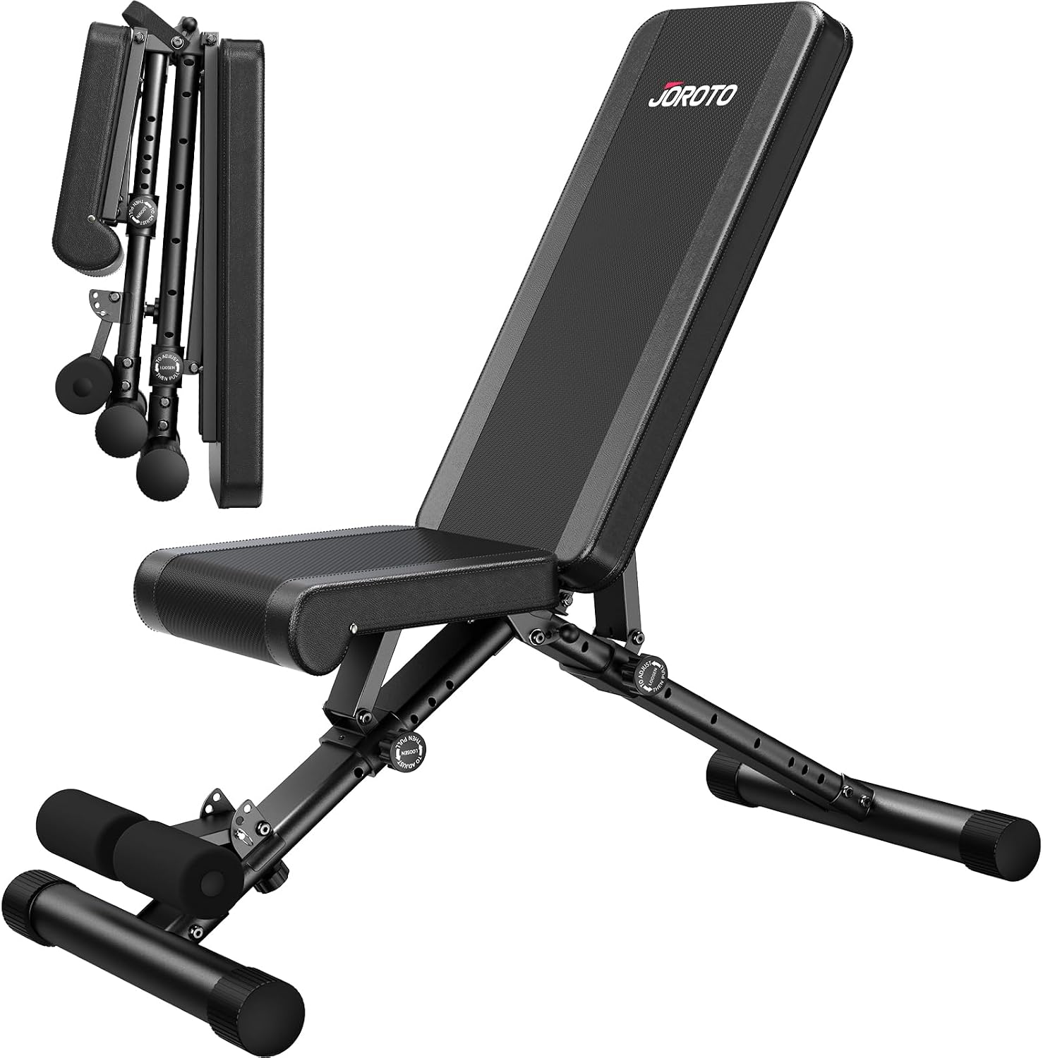JOROTO MD35 Panca Palestra, Panca Pesi Multifunzione Pieghevole Regolabile, Piattaforma di Allenamento di Peso 318kg, per Tutto il Corpo (con Regolazione Automatica Veloce del Bloccaggio)