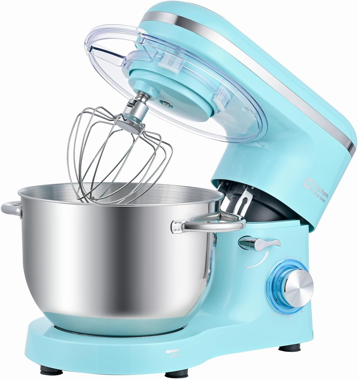 Kitchen in the box Impastatrice Planetaria, 6,2 Litri Impastatrice Professionale 1400W, 6 Velocità con Uncino Impastatore, Mescolatore e Frusta Sbattitrice (Blu)