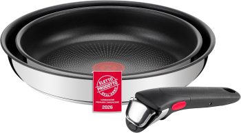 Lagostina Ingenio Inox, Set di Padelle, Antiaderente, 3 Pezzi