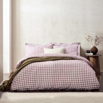 Yard Barton Quadri Vichy Set Copripiumino – 100% Cotone Reversibile Federe Oxford Morbido E Traspirante Biancheria Da Letto Premium (Bacca – Singolo – 137x200cm)