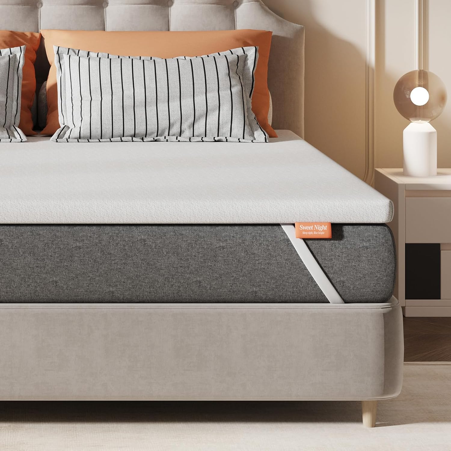 Sweetnight Materasso Topper con Memory Foam in Gel, 160x200 cm, spessore 10 cm, con Fondo Antiscivolo, Coprimaterasso in Schiuma di Supporto con Tessuto Morbido e Traspirante, Sfoderabile e Lavabile