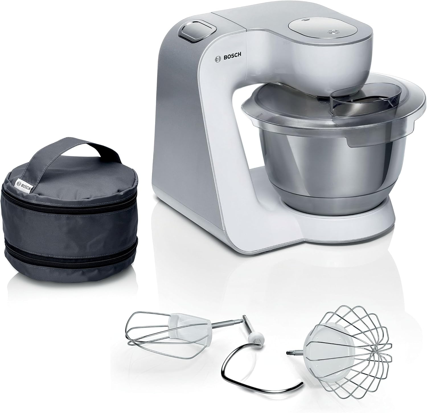 Bosch MUM58200 Impastatrice, 1000 Watt, Ciotola da 3,9 L, Bianco/Argento
