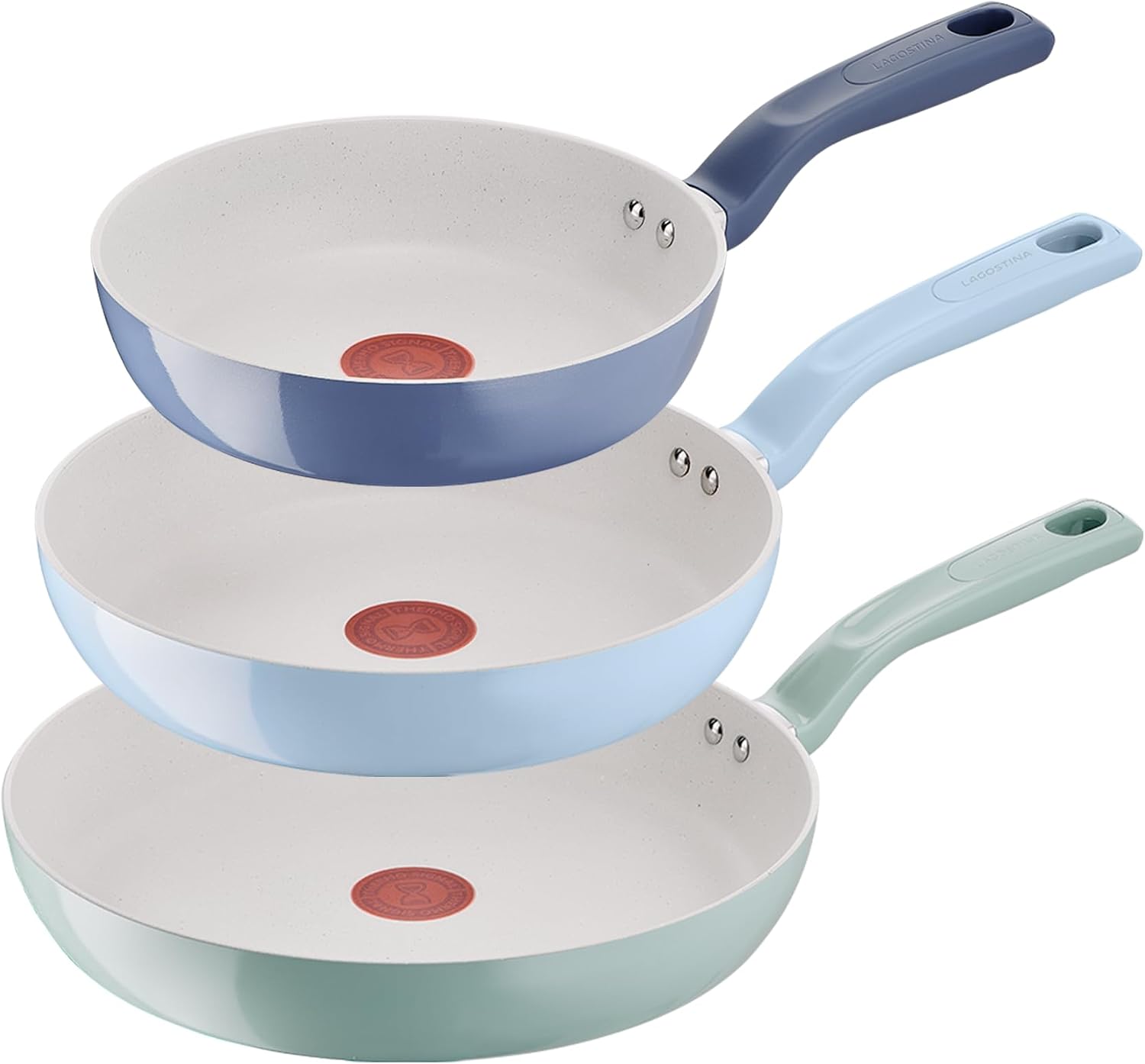 Lagostina Armonia, Set di Padelle Antiaderenti Ø 20/24/28 cm, 3 Pezzi