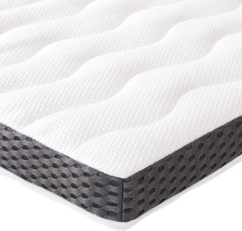 Amazon Basics Topper Matrimoniale 160 x 190 cm in Memory Foam Morbido, 7 cm Coprimaterasso, Bianco
