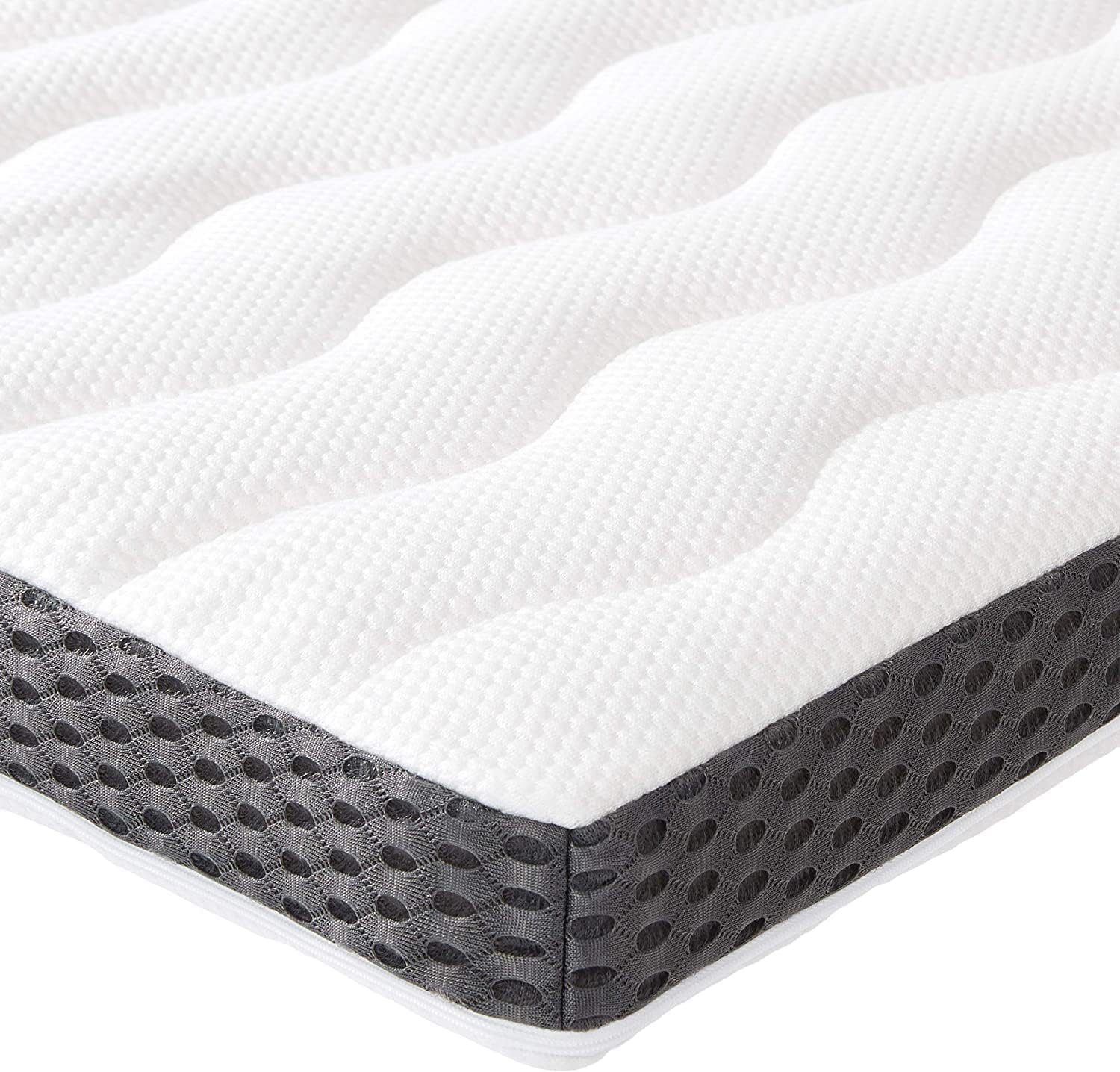 Amazon Basics Topper Matrimoniale 160 x 190 cm in Memory Foam Morbido, 7 cm Coprimaterasso, Bianco