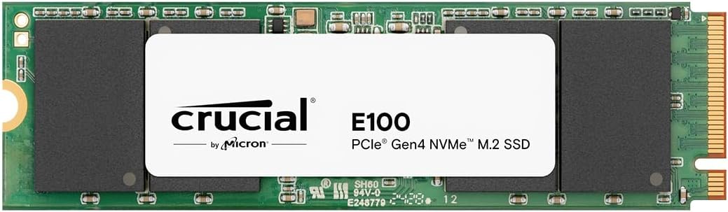 Crucial E100 1TB PCIe Gen4 NVMe M.2 SSD Interno, Fino a 5.000 MB/s, Compatibile con Notebook e PC Desktop - CT1000E100SSD8