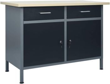 vidaXL Banco da Lavoro Nero 120x60x85 cm in Acciaio