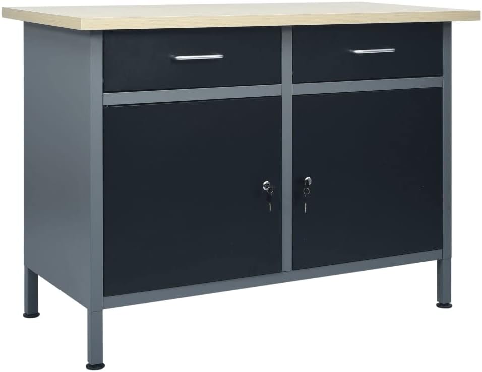 vidaXL Banco da Lavoro Nero 120x60x85 cm in Acciaio