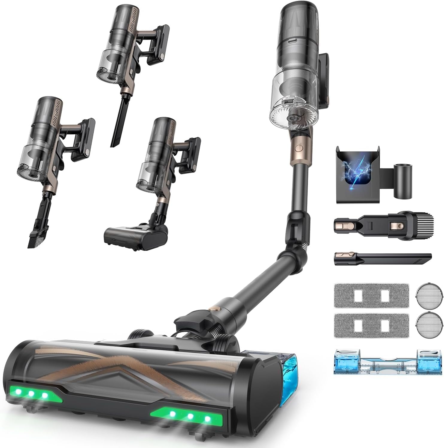Proscenic P20+ Aspirapolvere Senza Fili Potente 680W/70 Min/70000Pa, Scopa Elettrica Senza Fili con Bacchetta Pieghevole, Spazzola Antigroviglio, Aspirapolvere Lavapavimenti, per Pavimenti/Tappeti