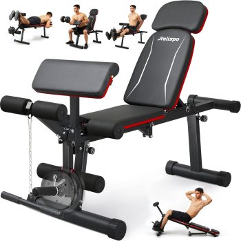 Panca Palestra Regolabile Migliorata con Estensione e Curl Gambe, 9 Posizioni Schiena & Pieghevole, Panca Piana 550 KG per Palestra Casa, Panca Multifunzione Palestra Casa per Allenamento Full Body