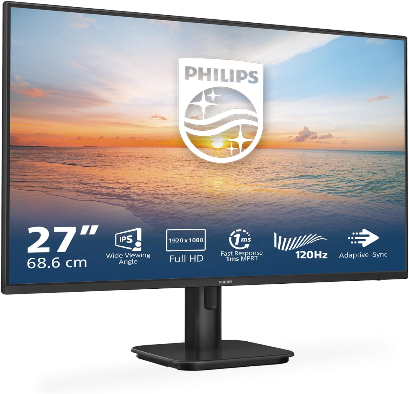 PHILIPS Monitor 27E1N1100A 27 pollici 1920x1080, FHD, 120Hz, IPS Panel, 4ms GtG, Speakers, (HDMI1x 1.4) Nero
