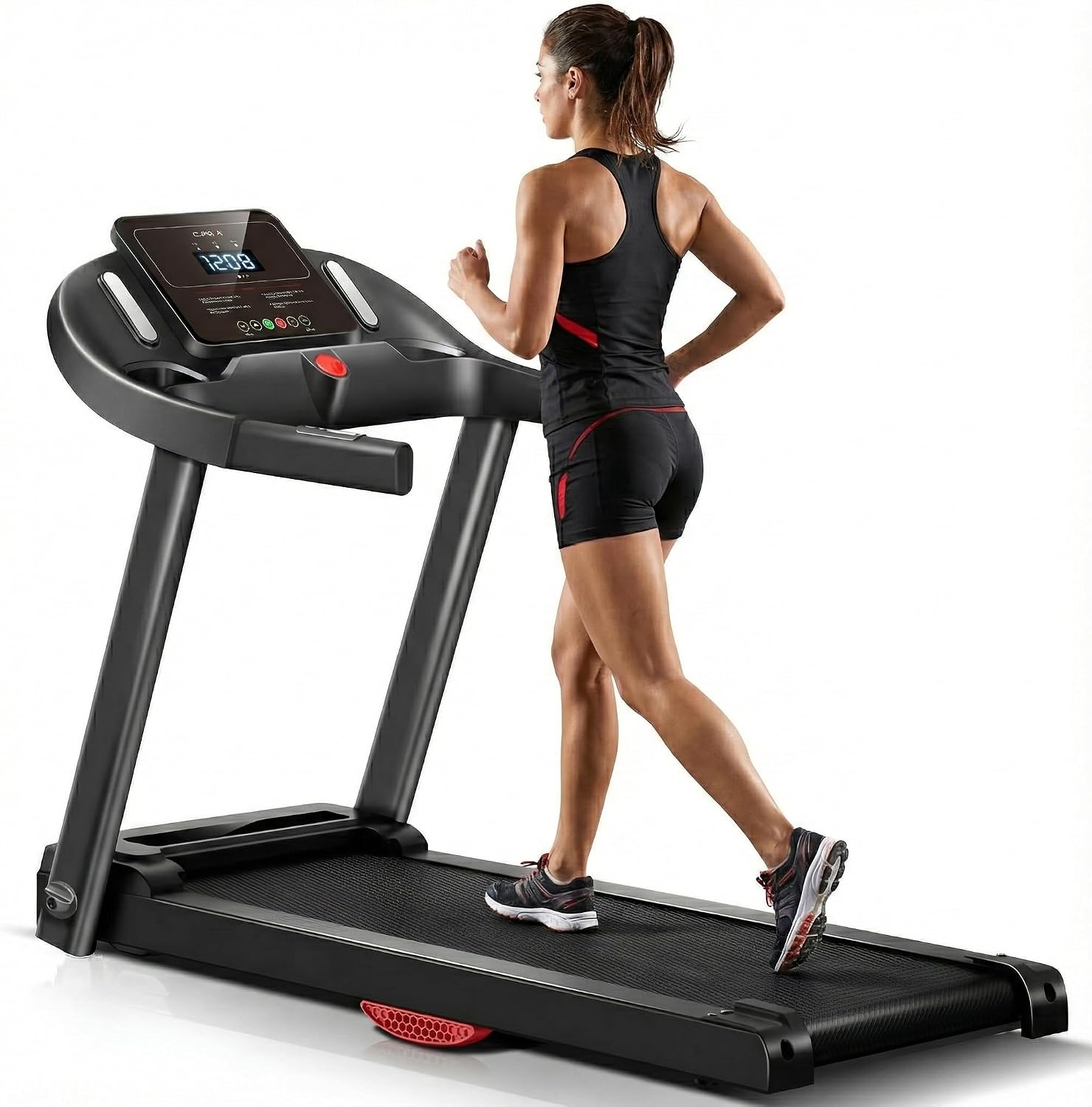 Tapis Roulant Salvaspazio 14km/h, Tapis Roulant Elettrico Pieghevole con Inclinazione 15%, Walking Pad Pieghevole da Casa, Motore Silenzioso 3.0 HP, Display LED, Portata 136 kg