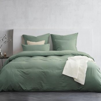 Copripiumino Matrimoniale 240x220 Verde Salvia, Microfibra Prelavata Super Morbida Effetto Cotone, Certificazione OEKO-TEX, 1 Copripiumino 240x220 + 2 Federe 50x80 cm