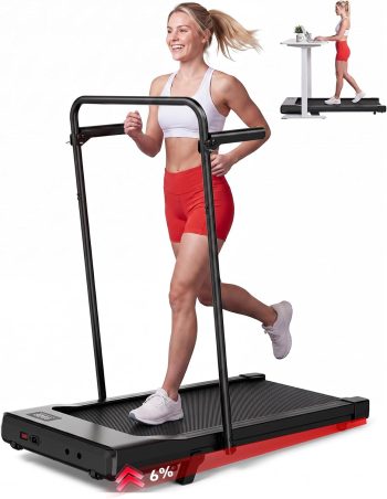 Superun Tapis Roulant Salvaspazio Pieghevole 1-12km/h con Inclinazione 6%,Tapirulan Elettrico Pieghevole 3,0 CV Mini Walking Pad Massima di 136 kg,Schermo LED, Telecomando, Controllo tramite APP
