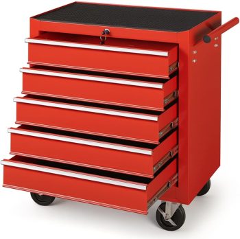 Carrello Portautensili con 5 Cassetti in Acciaio, Carrellino per Attrezzi Multiuso, Armadietto per Strumenti di Lavoro con Ruote, Ideale per Officine, Garage, Fai da Te, 68 x 33 x 78 cm