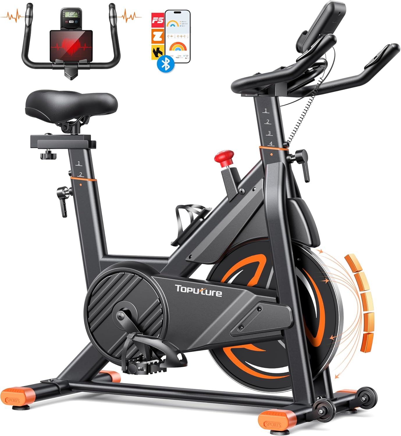 2026 Nuova Toputure Cyclette da Casa con App, Cyclette con 0-100% Resistenza Magnetica, Volano da 15 kg, Schermo LCD e Cardiofrequenzimetro, Ultra Silenziosa, Supporta fino a 160 kg