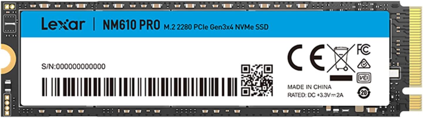 Lexar NM610PRO SSD 1TB, M.2 2280 PCIe Gen3x4 NVMe 1.4 SSD Interno, Fino a 3300MB/s in Lettura, 3D NAND Flash Unità a Stato Solido Interna per Laptop, Computer Desktop, PC