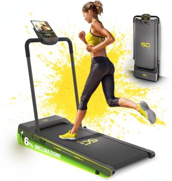IDS Tapis Roulant Elettrico Salvaspazio, Marchio ITALIANO, 12 km/h, INCLINAZIONE, Compatto, Pieghevole, Display, Supporto Tablet, Telaio Rinforzato, Garanzia e Assistenza ITALIA Indoor Sports