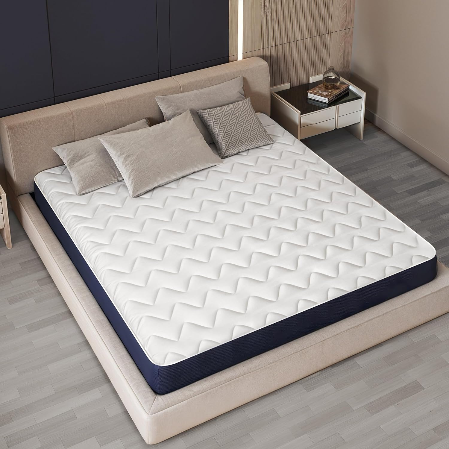 Materasso Una Piazza e Mezza 120 x 190 in Waterfoam Ipoallergenico | Altezza 10 cm | Imbottitura in Ovatta e Rivestimento in Tessuto 3D Traspirante, Antiacaro e Antifungino | Realizzato in Italia