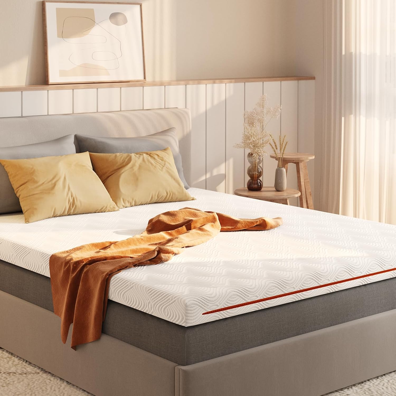 Sweetnight Materasso Topper 160x190cm 10cm Memory Foam Gel 5 Zone H2/H3