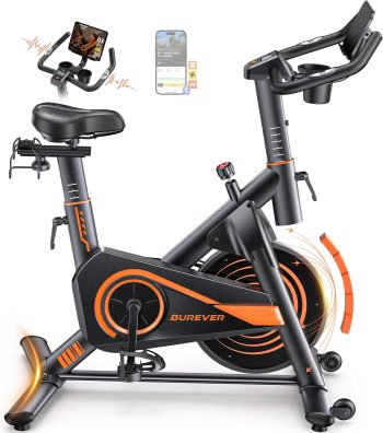 Cyclette da Casa Ultra Silenziosa, Cyclette per Casa con App, Design Ergonomico, Schermo LCD con Frequenza Cardiaca, Resistenza Magnetica, Volano da 15KG, Capacità 160 kg