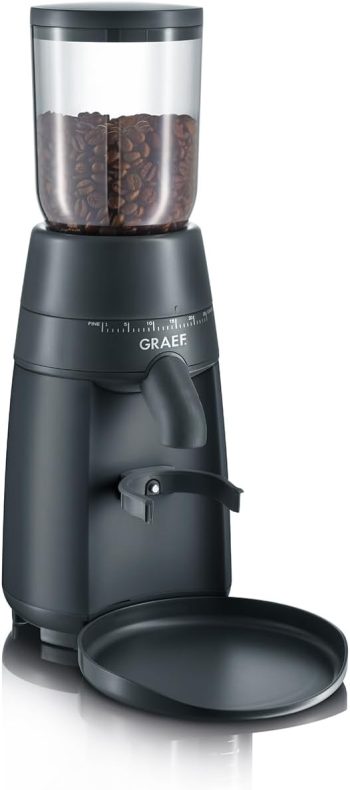 GRAEF CM702 - Macinacaffè elettrico, macinino a cono in acciaio inox rimovibile, 24 livelli di macinatura, macinatura che conserva il sapore, fino a 12 tazze di caffè filtro, nero