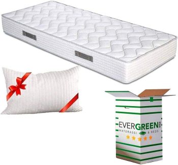EVERGREENWEB Materasso Singolo 80x190 in Waterfoam Alto 20 cm con CUSCINO Memory Foam GRATIS, Ortopedico con DISPOSITIVO MEDICO, Rivestimento Effetto Massaggiante tessuto Antiacaro, per Reti e Letti