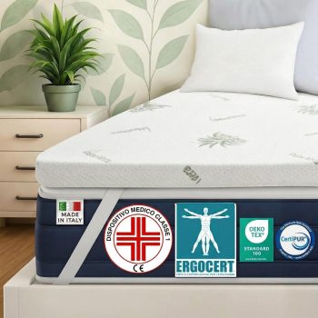 DOLCI SOGNI - Topper Memory Foam 160x190 Alto 5 cm - Correttore Materasso - Topper in Memory per Materasso Matrimoniale 160x190 Sfoderabile in Aloe Vera - Made in Italy