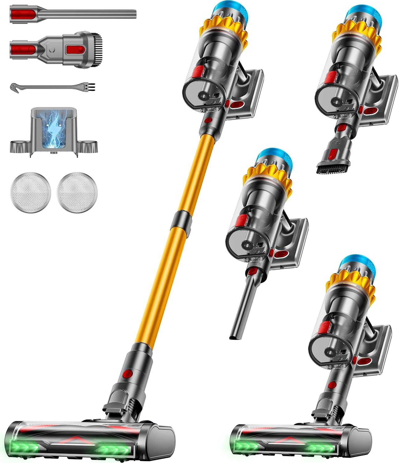 Aspirapolvere Senza Fili, 55KPA/650W/70Mins Scopa Elettrica Senza Fili, Autoportante Anti-groviglio/OLED Schermo/1,8L Cup Aspirapolvere senza fili potente, Adatto per Tappeti/Pavimenti/Capelli
