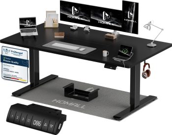 Homall Scrivania Regolabile in Altezza 160x80 cm con Porta USB, Nero