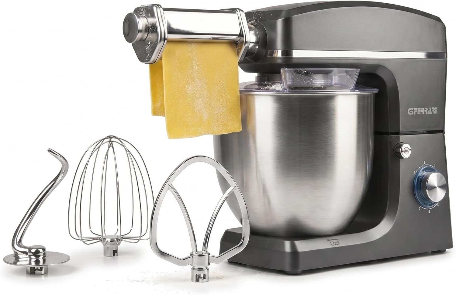 G3 Ferrari G20113 Impastatrice Planetaria 10L con Tirapasta, Grigio-Acciaio
