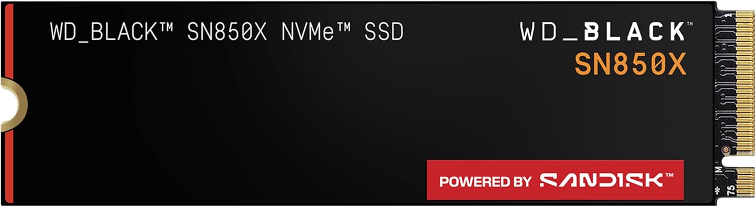 WD_BLACK SN850X NVMe SSD 1TB (Fino a 7.300MB/s in lettura, fino a 6.300MB/s in scrittura, M.2 2280, PCIe Gen 4, SSD ad alte Prestazioni per Gaming) POWERED BY SANDISK