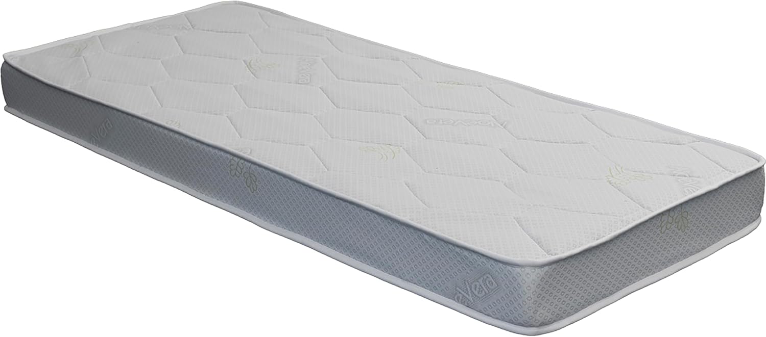 Materasso Singolo Ortopedico 80x190 altezza 10 cm, rivestimento in aloe vera, altamente traspirante, anallergico e adatto a qualsiasi tipo di utilizzo. (80 x 190, 10.00)