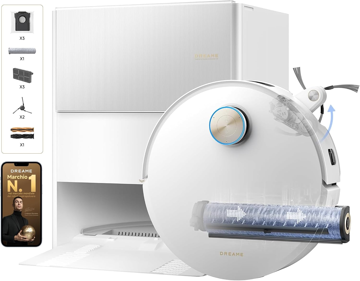dreame Aqua10 Ultra Roller Complete Robot Aspirapolvere, Aspir. 30.000 Pa