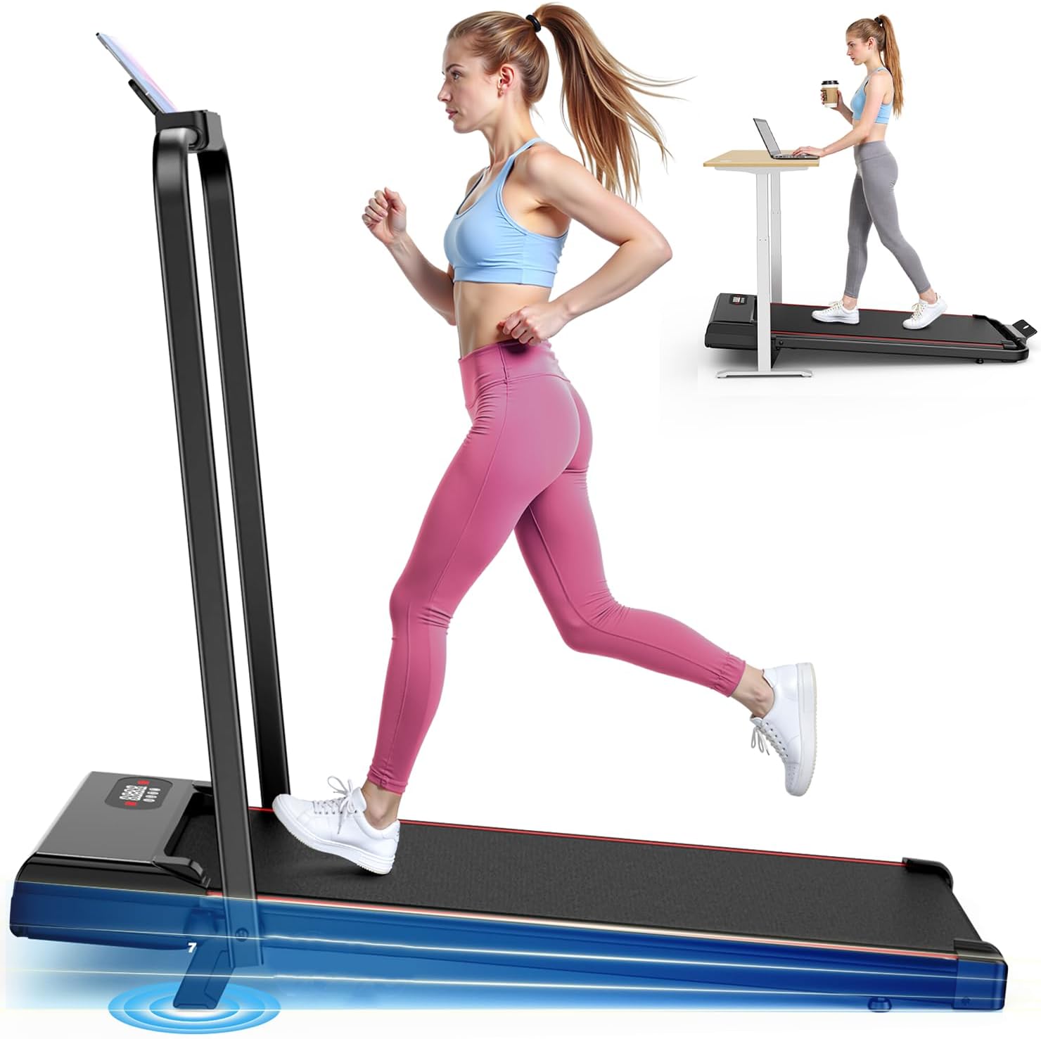 Dskeuzeew Tapis roulant, 2.5 Cavallo vapore, con Telecomando e serratura di sicurezza, Schermo LCD ad alta definizione, Può essere utilizzato per uso domestico e ufficio