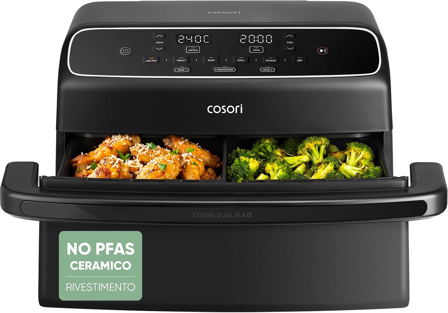 Cosori Twinfry Compact Friggitrice ad Aria 8,6 Litri, Air Fryer Ceramico